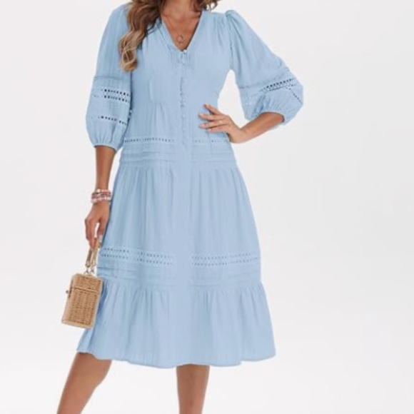 Max Studio Blue Gray Pleated Maxi Dress - Picture 2 of 16